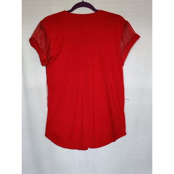 Miss‎ & Mrs Womens Top Red Fringe Lace Vintage USA - Picture 2 of 5